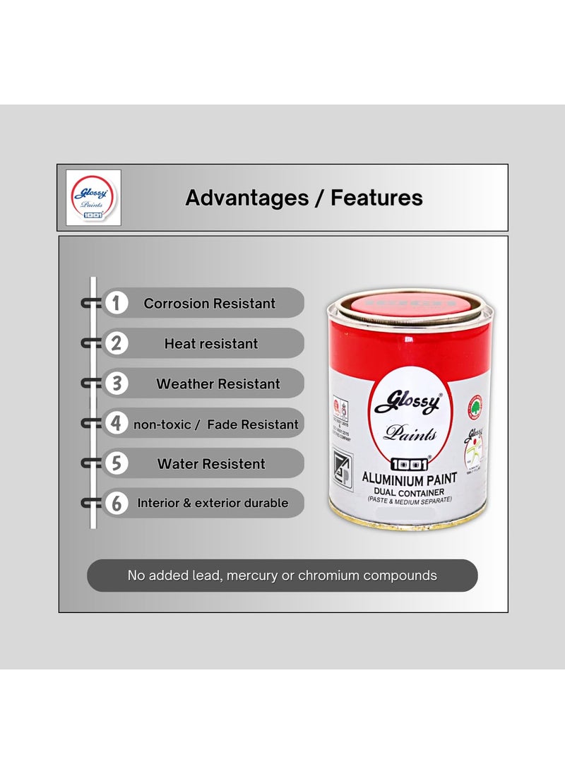 1001 1001 Aluminium Paints Dual Container (Paste & Medium Separate) | For Metal Gates, Window, Sutter, Machinery, Woods, Air Cooler, MS Pole Etc.  - Image 3