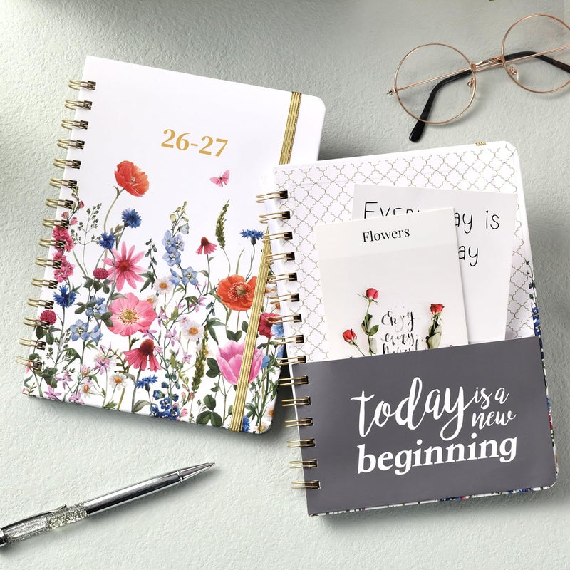 Planrage Planner 2026-2027 - Jul. 2026 - Jun. 2027, Academic Planner 2026-2027, 26-27 Planners Weekly and Monthly with Colorful Tabs, 6.3" x 8.4", Hardcover with Back Pocket + Thick Paper + Twin-Wire Binding - Flowers - Image 2