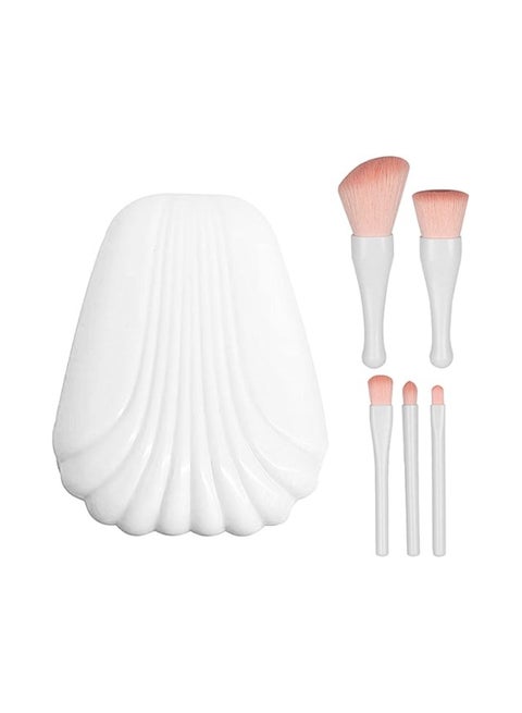 Portable Travel Makeup Brush Set, 5pcs Mini Complete Function Cosmetic Brushes with Mirror Set (Multicolour)
