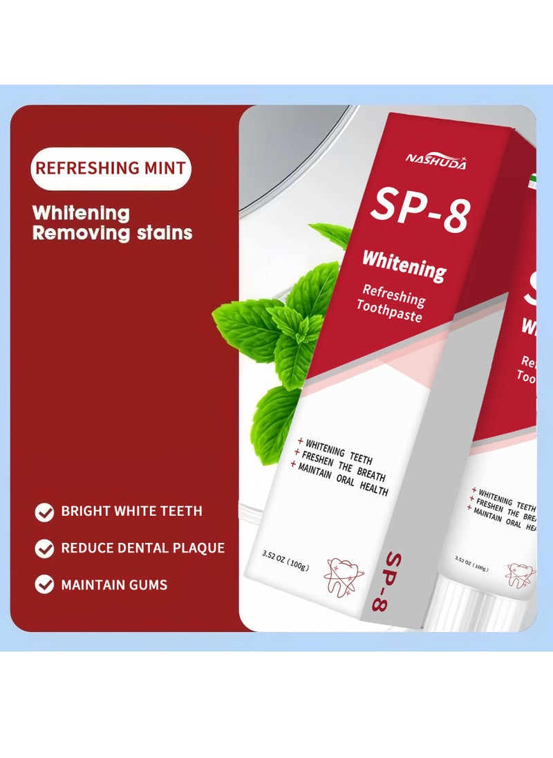 SP SP-8 Ultra Whitening Toothpaste, Sp-8 Probiotic Brightening Toothpaste, SP-8 Toothpaste, Probiotic Brightening Toothpaste, Deep Cleaning Care Toothpaste (2Pcs)  - Image 2