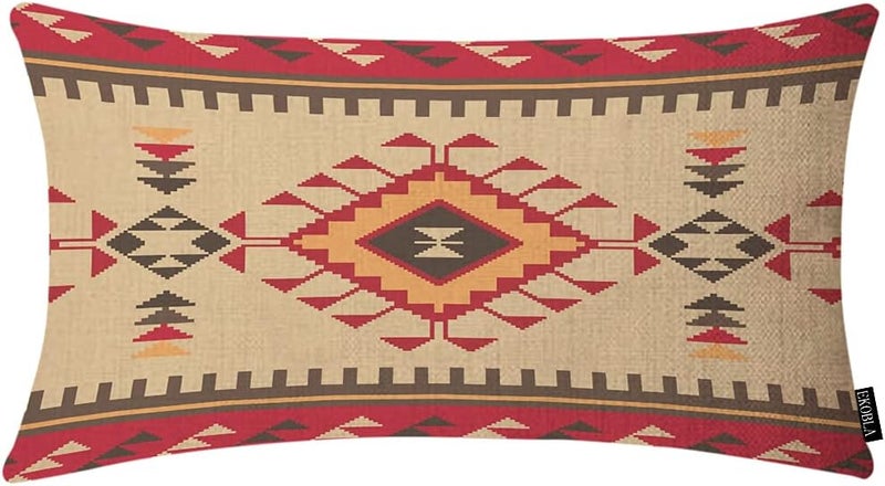 EKOBLA أغطية وسائد بنمط عتيق وألوان زاهية، مناسبة للديكور المنزلي، مقاس 12x20 بوصة - Image 1
