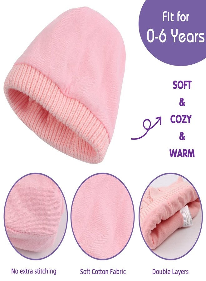 Zsedrut Cotton Baby Girls Knit Hats Toddler Infant Beanie Caps Bow Winter Hat For Girls, Pink, 0-6 Months - Image 3