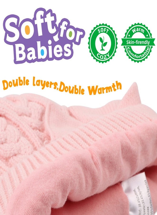 Zsedrut Cotton Baby Girls Knit Hats Toddler Infant Beanie Caps Bow Winter Hat For Girls, Pink, 0-6 Months - Image 4