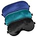 Wanmu 3 Pcs Sleep Mask Silk Blackout Eye Mask Cover with Adjustable Strap Satin Night Blindfold Eyeshade Nap for Men and Women Travel Sleeping Black Blue Green - Image 1