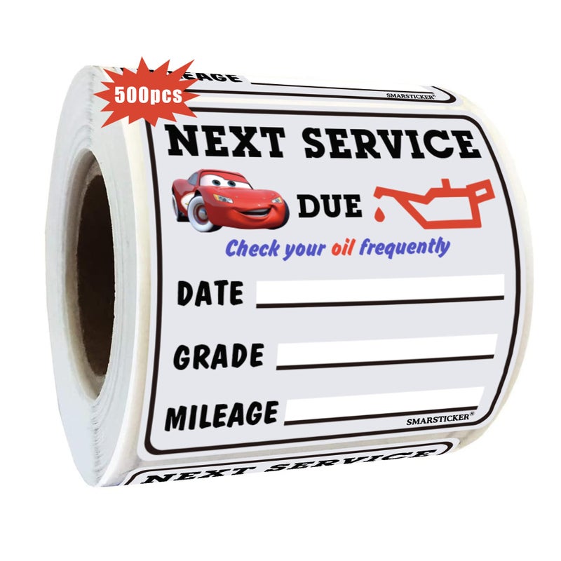 SMARSTICKER 500 pcs Oil Change Service Due Reminder Window Stickers Static Cling 1.75x1.75 inch Christmas Low-Tack Auto Maintenance No Residue Car Stickers for Gas Stations,Auto Repair Shops,Windshie
