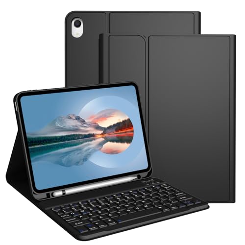 Divufus Keyboard Case for iPad 11th Generation (A16) 2025, for iPad 10th Generation 2022 [Magnetic Detachable Wireless Keyboard][Support 3 System] Folio Case with Pencil Holder, Black - Image 1