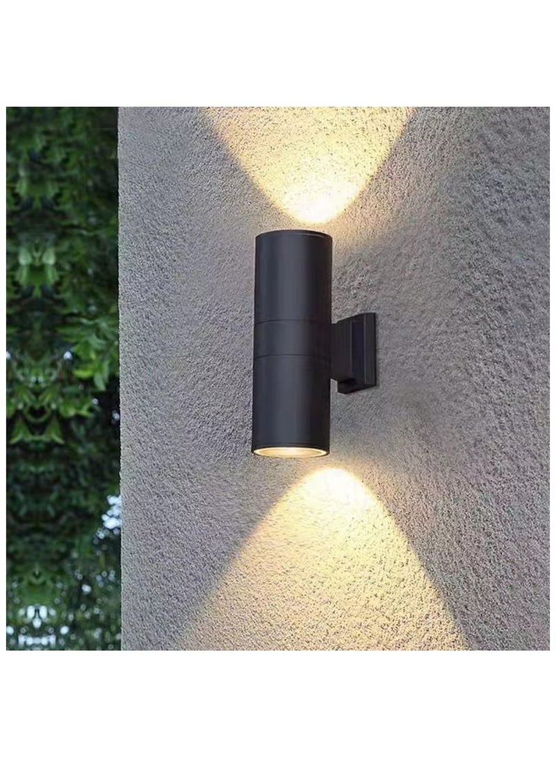 مصباح حائط LED خارجي مقاوم للماء لأعلى ولأسفل، جسم من الألومنيوم الأسود للحديقة والمناظر الطبيعية والفناء والشرفة، وحمام سباحة كبير الحجم 26 سم 3000 كلفن - Image 5