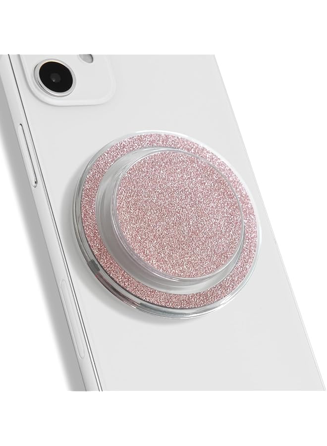S-TOP Glitter Phone Grip & Stand (Baby Pink) – Compatible with MagSafe, Sparkle Finger Ring Kickstand for Secure Grip & Hands-Free Viewing, Adhesive/Magnetic Options - Image 1