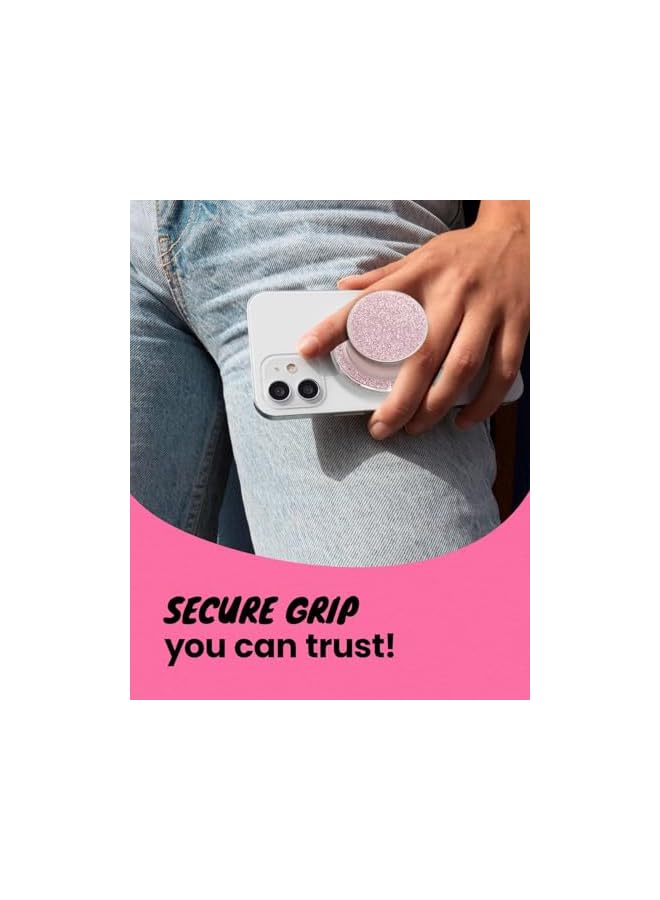 S-TOP Glitter Phone Grip & Stand (Baby Pink) – Compatible with MagSafe, Sparkle Finger Ring Kickstand for Secure Grip & Hands-Free Viewing, Adhesive/Magnetic Options - Image 2