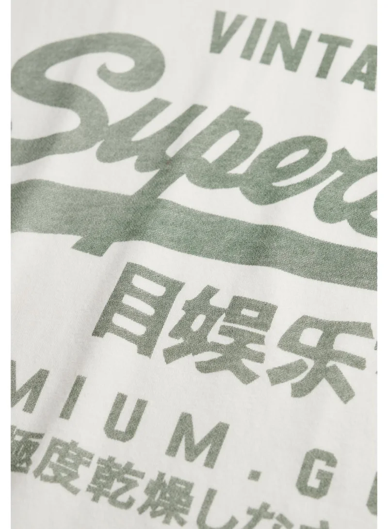 سوبر دراي تيشيرت كلاسيكي بشعار فينتاج