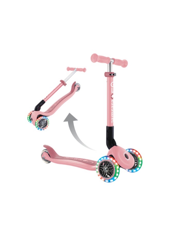 GLOBBER سكوتر أطفال قابل للطي مع أضواء LED - سكوتر ثلاثي العجلات قابل للتعديل - وردي باستيلي - Image 3