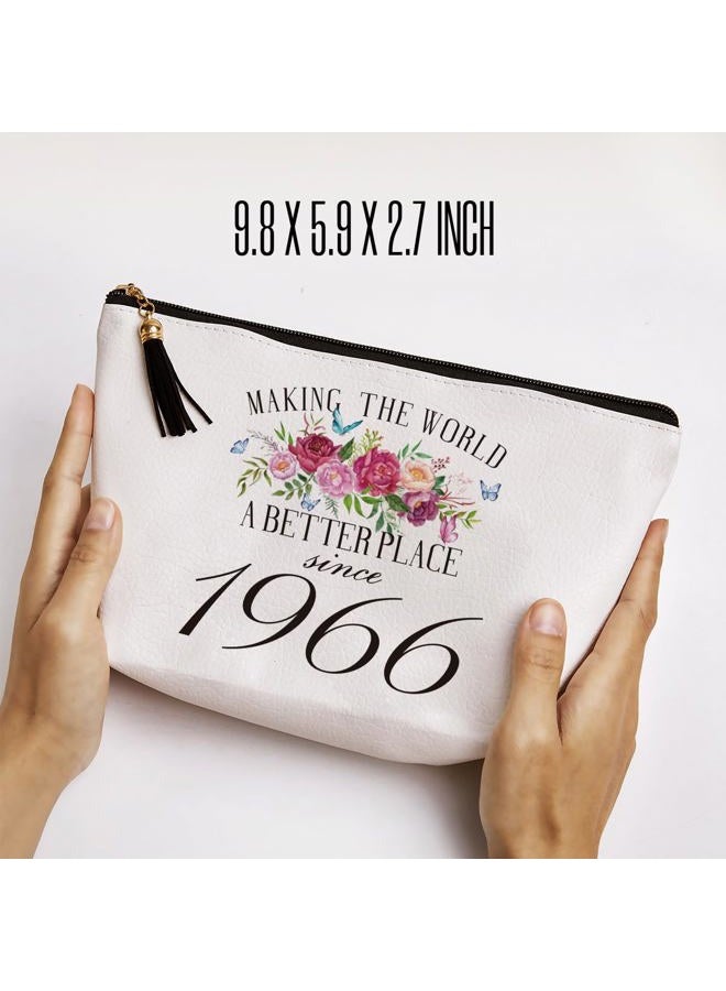 Pykfrhh Birthday Gift For Women Friendship Best Friend Birthday Gift Grandma Mom Aunt Sister Funny Makeup Bag, Since1965-60th, Dimension: 9.8 x 5.9 x 2.7 inch, Better World - Image 4