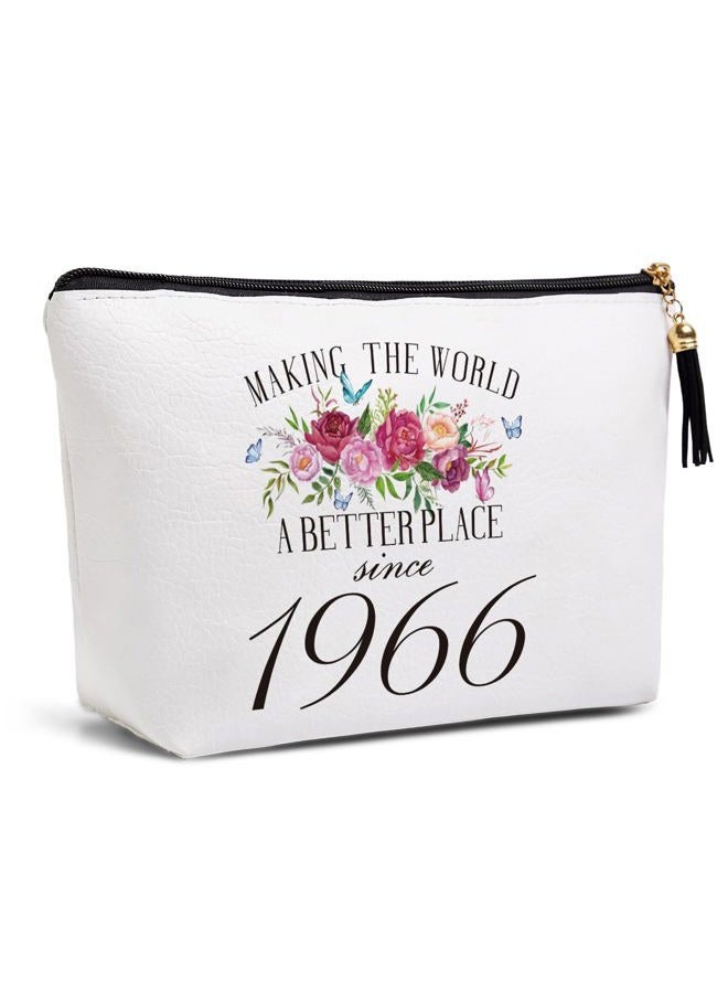Pykfrhh Birthday Gift For Women Friendship Best Friend Birthday Gift Grandma Mom Aunt Sister Funny Makeup Bag, Since1965-60th, Dimension: 9.8 x 5.9 x 2.7 inch, Better World - Image 1