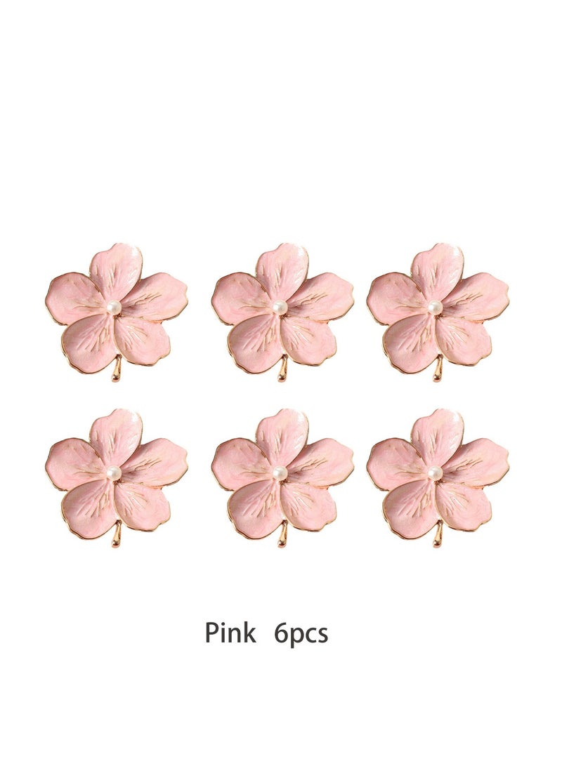 6Piece Pearl Flower Drawer Handle Set, Colorful, Durable Hardware, Easy To Install, Suitable For Kitchen, Bathroom, Office - Image 1