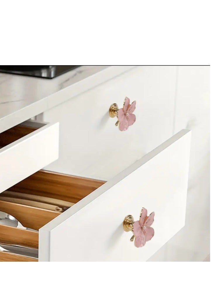 6Piece Pearl Flower Drawer Handle Set, Colorful, Durable Hardware, Easy To Install, Suitable For Kitchen, Bathroom, Office - Image 2