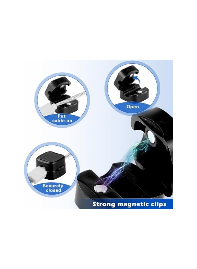 PROMASS Magnetic Cord Organizer Holder, 6 Pack Desk Cable Clips Management, Hide Phone Charging Cable Keeper, Strong Adhesive Wire Charger Holder for Home Office Desk Phone Car Wall Desktop Nightstand (Black) - Image 4