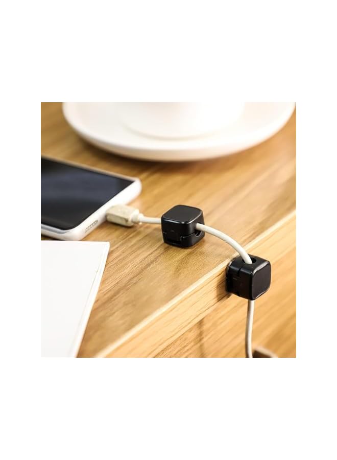 PROMASS Magnetic Cord Organizer Holder, 6 Pack Desk Cable Clips Management, Hide Phone Charging Cable Keeper, Strong Adhesive Wire Charger Holder for Home Office Desk Phone Car Wall Desktop Nightstand (Black) - Image 5