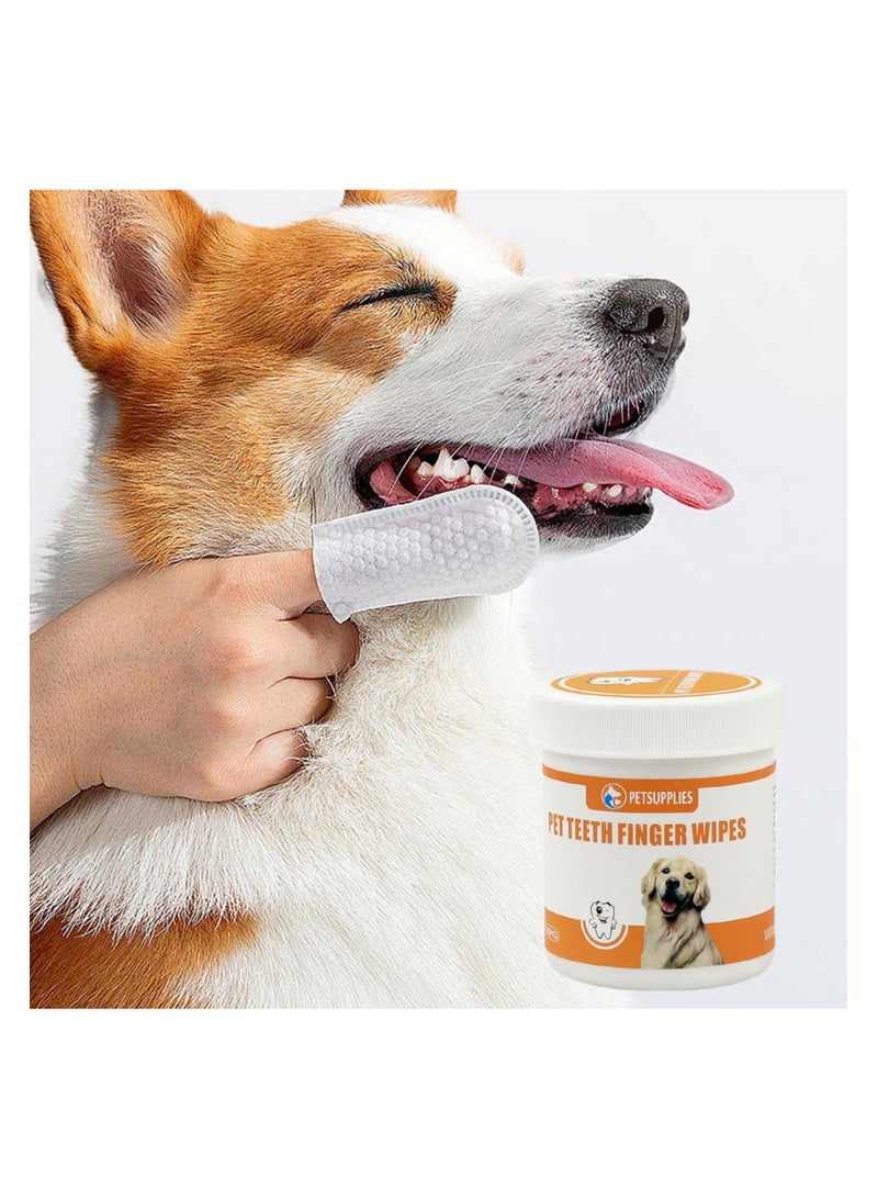 KASTWAVE Pet Teeth Cleaning Finger Wipes, Oral Cleansing Pads for Dogs and Cats, Freshen Breath, Reduce Plaque & Tartar, No Rinse Finger Toothbrush, Comfortable Grooming, 50 Wipes - Image 1