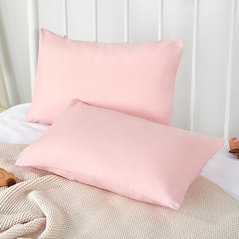 TILLYOU تيلليو غطاء وسادة للأطفال 2 حزمة مع إغلاق ظرفي، 13" × 18" من الألياف الدقيقة الناعمة للسفر للأطفال للأولاد والبنات، وردي - Image 5