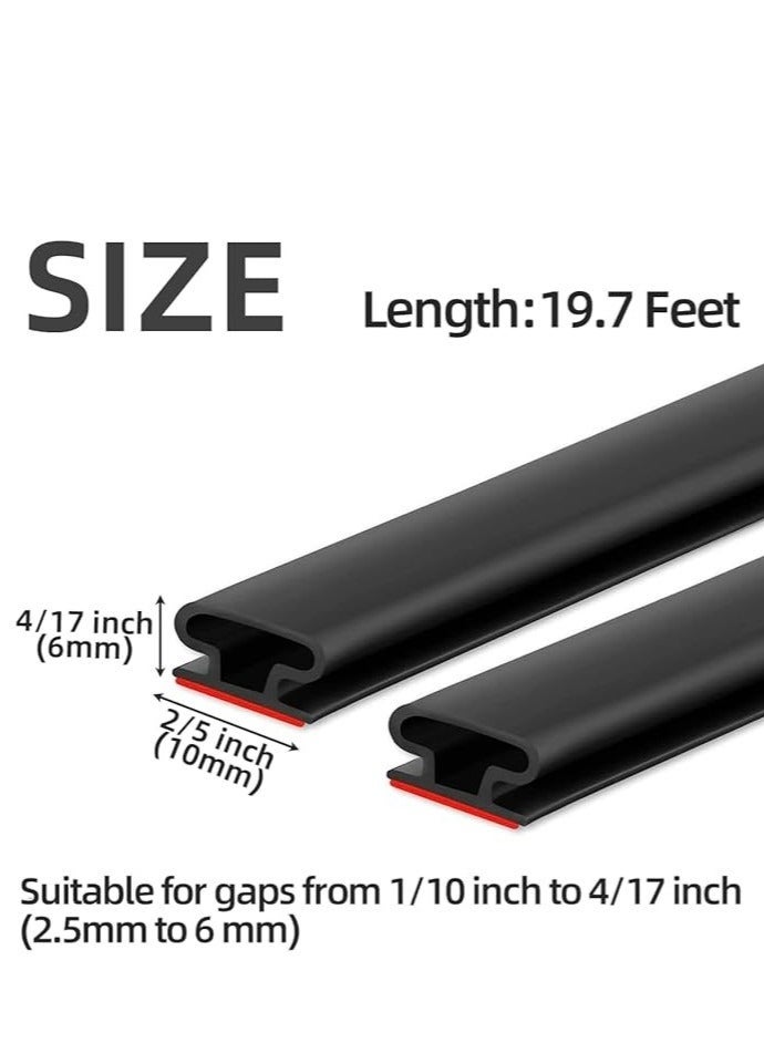 فيو شرائط عزل الأبواب والنوافذ VIO، رولين بطول 60 سم، شرائط مطاطية ذاتية اللصق على شكل D لعزل الصوت ومنع الغبار (أسود) - Image 5
