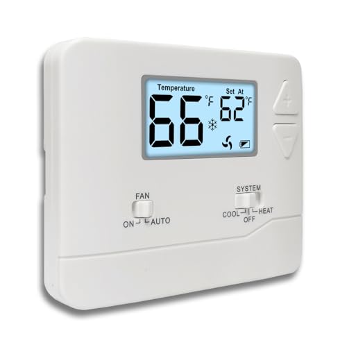 Miuputake NonProgrammable Thermostat for Home, Digital Energy-Saving Thermostat,Single-Stage Systems, 1 Heat/1 Cool, Easy DIY Install, White Backlight - Image 1