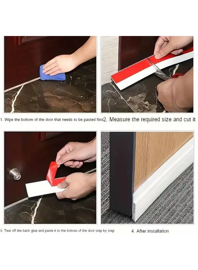 White Heavy Duty Door Bottom Seal Strip 39 37 Inch Adjustable Gap Blocker - Image 4