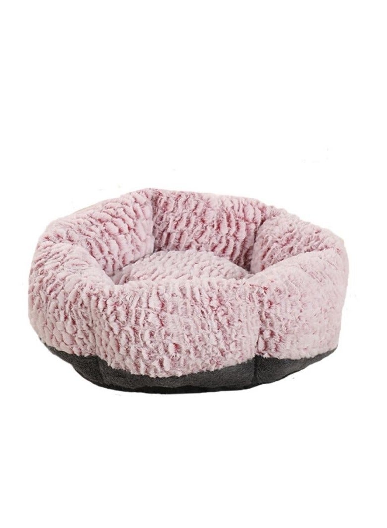 Mei Lifestyle Cat & Dog Pet Bed With Cute Design And Shape Comfortable Plush Ultra Soft Cushion Self Warming Pet Bed Made With Fleece Faux Fur With Waterproof Bottom (Diameter 50CM)  - Image 1
