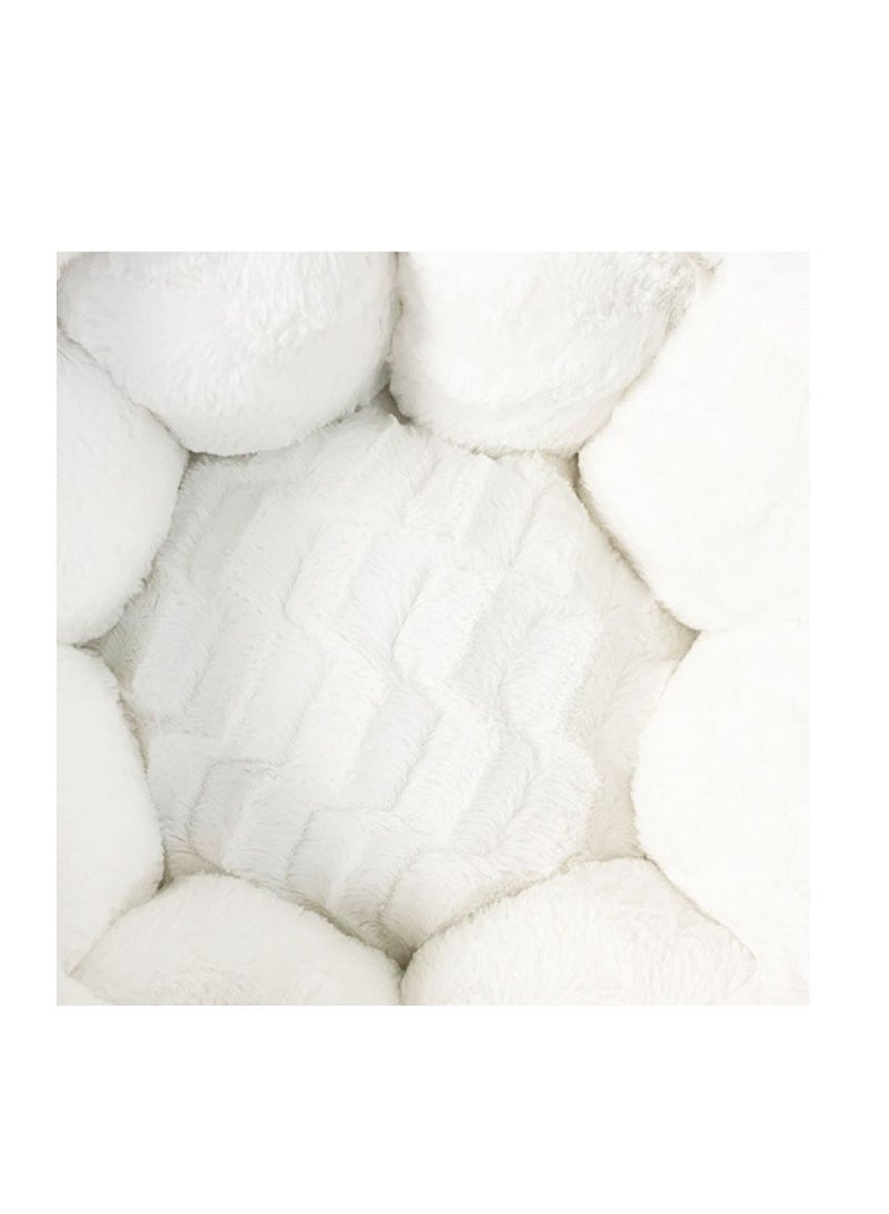 Mei Lifestyle Cat & Dog Pet Bed With Cute Design And Shape Comfortable Plush Ultra Soft Cushion Self Warming Pet Bed Made With Fleece Faux Fur With Waterproof Bottom (Diameter 50CM)  - Image 4