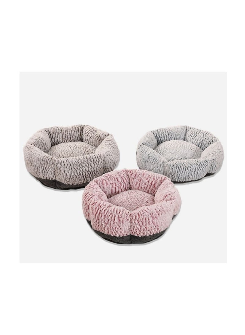 Mei Lifestyle Cat & Dog Pet Bed With Cute Design And Shape Comfortable Plush Ultra Soft Cushion Self Warming Pet Bed Made With Fleece Faux Fur With Waterproof Bottom (Diameter 50CM)  - Image 5