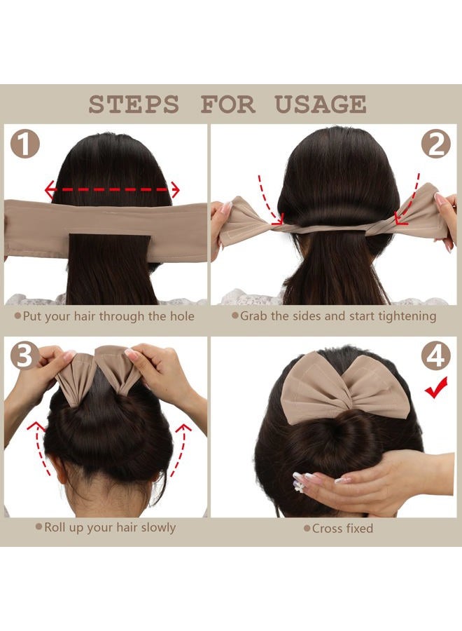 Mtlee 3 Pieces Hair Bun Maker for Women French Hairstyle Twist Donut Flexible Former Accessories Lazy Curler for Women Long Hair Styling(Black, Beige, Khaki) - Image 4