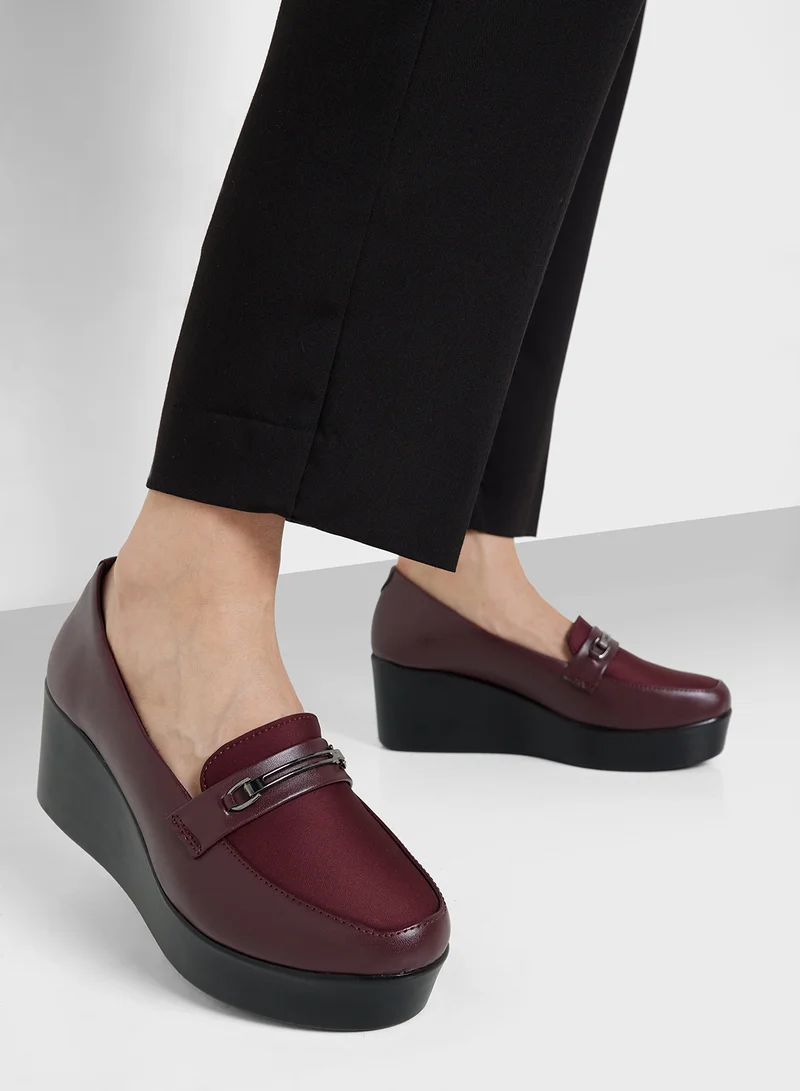Pink Step Wedged Moccasin
