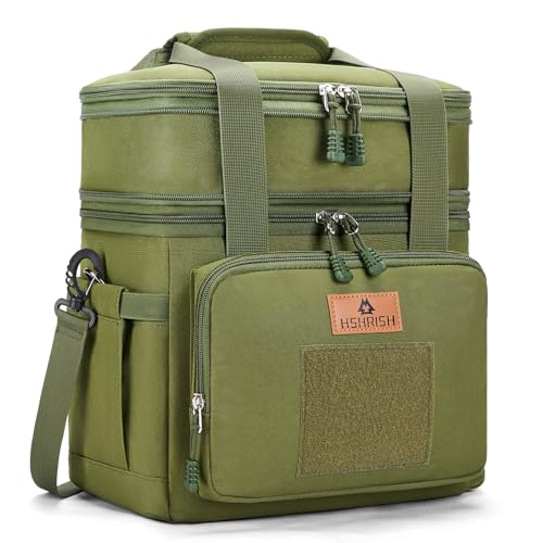 HSHRISH Lunch Box for Men, Large Expandable Tactical Lunch Bag, Durable Leakproof Cooler Bag with Molle Webbing, Lunch Box for Men Work Picnic Trip Camping, 24 Can/16 L, Army Green - Image 1