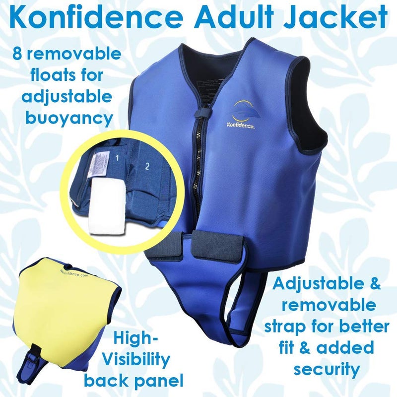 Konfidence Adult Swim Jacket (38-42", Blue/Yellow) - Image 5