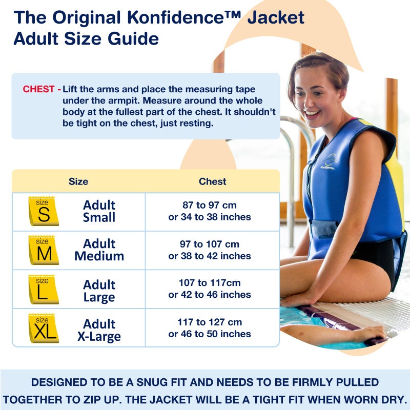 Konfidence Adult Swim Jacket (38-42", Blue/Yellow) - Image 2