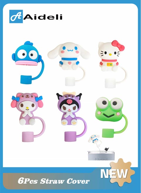 6-Pack Silicone Straw Covers for Stanley Cup - Universal 10mm Dust-Proof Reusable Straw Tips for Gym, Travel & Outdoor Activities