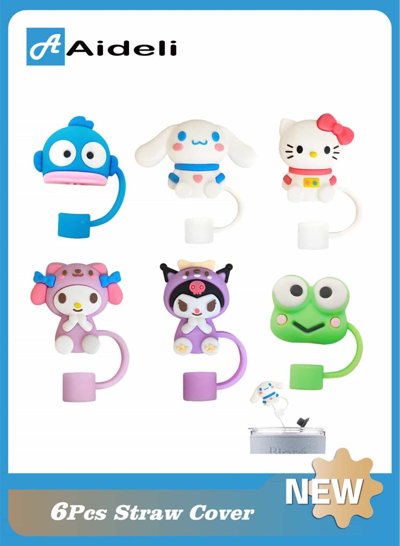 أديلي أغطية ستانلي كاب للشفاطات 6 قطع - أغطية سيليكون عالمية مقاس 10 مضادة للغبار للنادي والسفر - Image 1