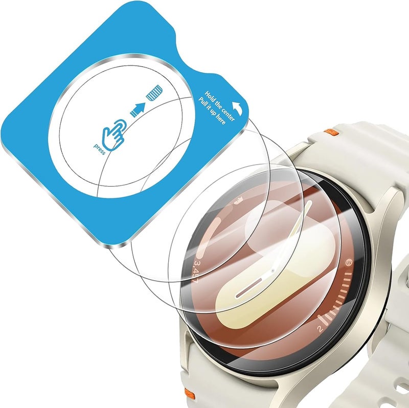 3-Pack Tempered Glass Watch Screen Protector for Samsung Galaxy Watch 7 40mm, Auto Alignment Tool, 9H Hardness, Bubble-Free - Image 3