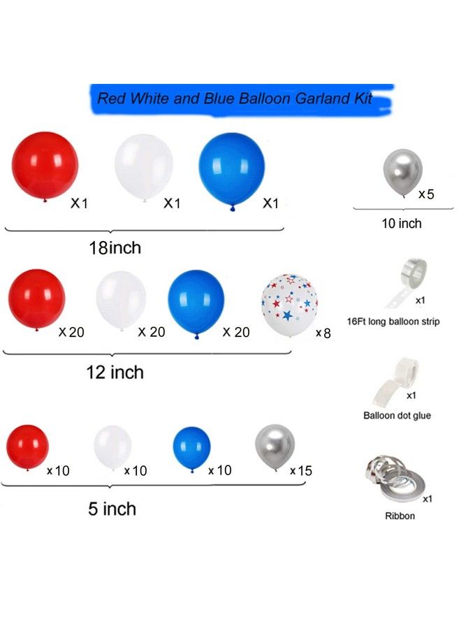 OUOshield Red White And Blue Balloon Garland 4Th Of July Balloon Garland Arch Kit Independence Day Balloon Garland Patriotic Decoration For Nautical Party Baseball Party Memorial Day - Image 4