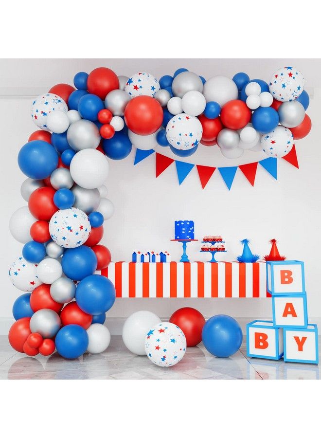 OUOshield Red White And Blue Balloon Garland 4Th Of July Balloon Garland Arch Kit Independence Day Balloon Garland Patriotic Decoration For Nautical Party Baseball Party Memorial Day - Image 2