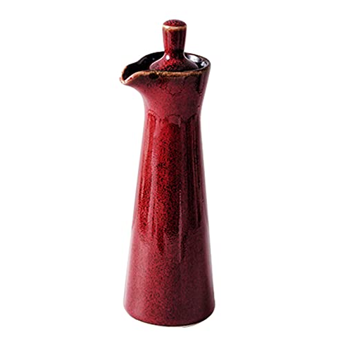 زجاجة موزع زيت الزيتون الخزفية مناسبة لتخزين الزيت والخل وصلصة الصويا 120 مل 4 أونصات حمراء