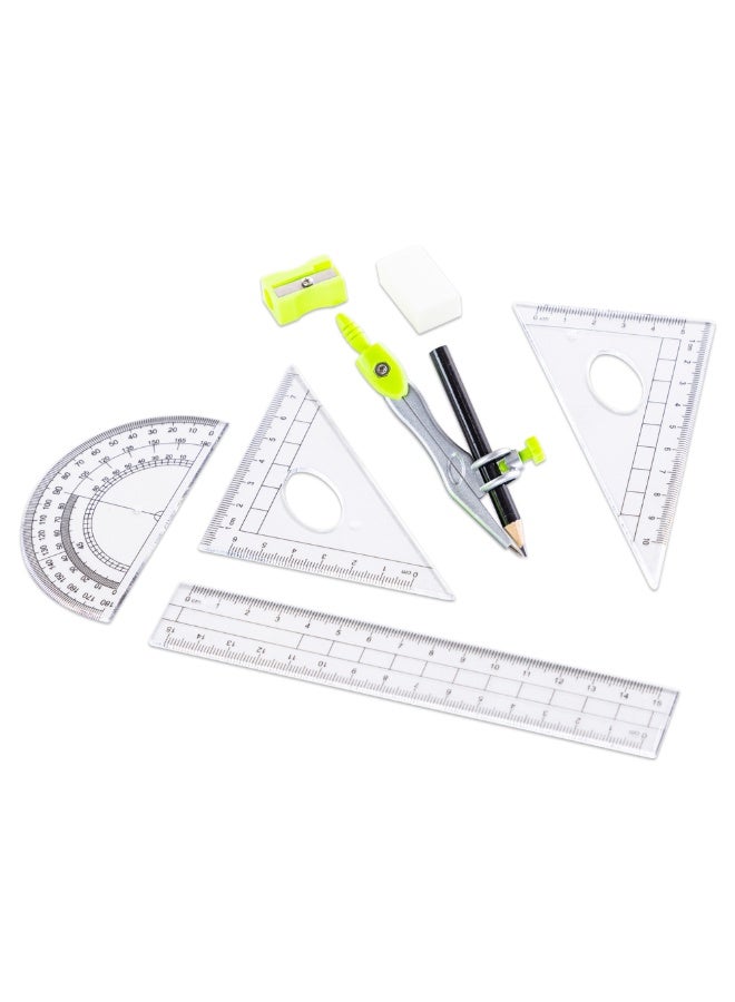 Eazy Kids Eazy Kids 8-Piece Geometry Box Set – Compass, Ruler, Protractor- Green - Image 3
