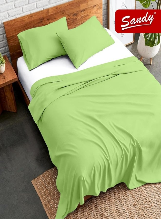 ساندي طقم شرشف سرير ساندي فاخر بجودة الفنادق مع أغطية وسادة، طقم من 3 قطع، شديد النعومة وجيد التهوية وبارد, مقاس دبل مفرد ونص 243 × 205 سم, تفاحي - Image 1