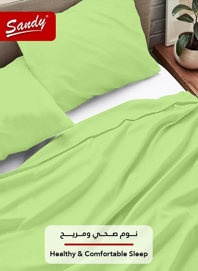 ساندي طقم شرشف سرير ساندي فاخر بجودة الفنادق مع أغطية وسادة، طقم من 3 قطع، شديد النعومة وجيد التهوية وبارد, مقاس دبل مفرد ونص 243 × 205 سم, تفاحي - Image 5