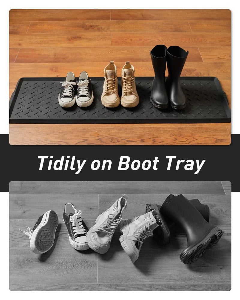 SUPENUIN Extra Large Boot Tray 48 Inch Boot Storage Heavy Duty Rubber Mats for Floor Waterproof Shoe Mat Tray for Entryway Multi Use Shoe Rug 16x47.5 Inches - Image 2