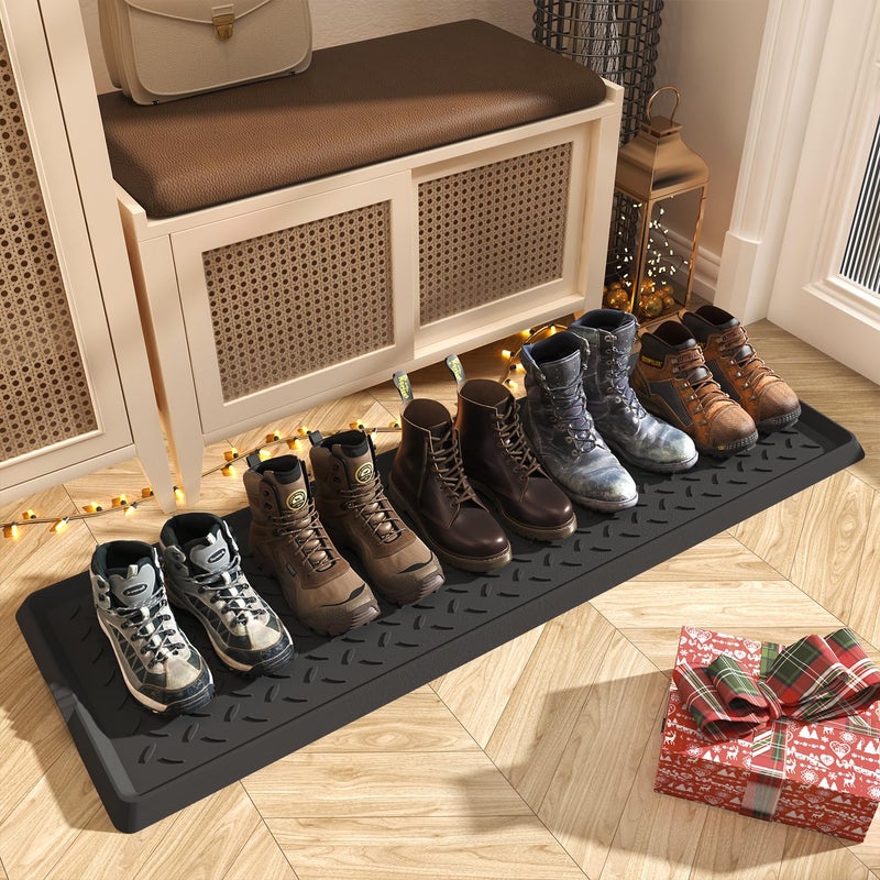 SUPENUIN Extra Large Boot Tray 48 Inch Boot Storage Heavy Duty Rubber Mats for Floor Waterproof Shoe Mat Tray for Entryway Multi Use Shoe Rug 16x47.5 Inches - Image 1