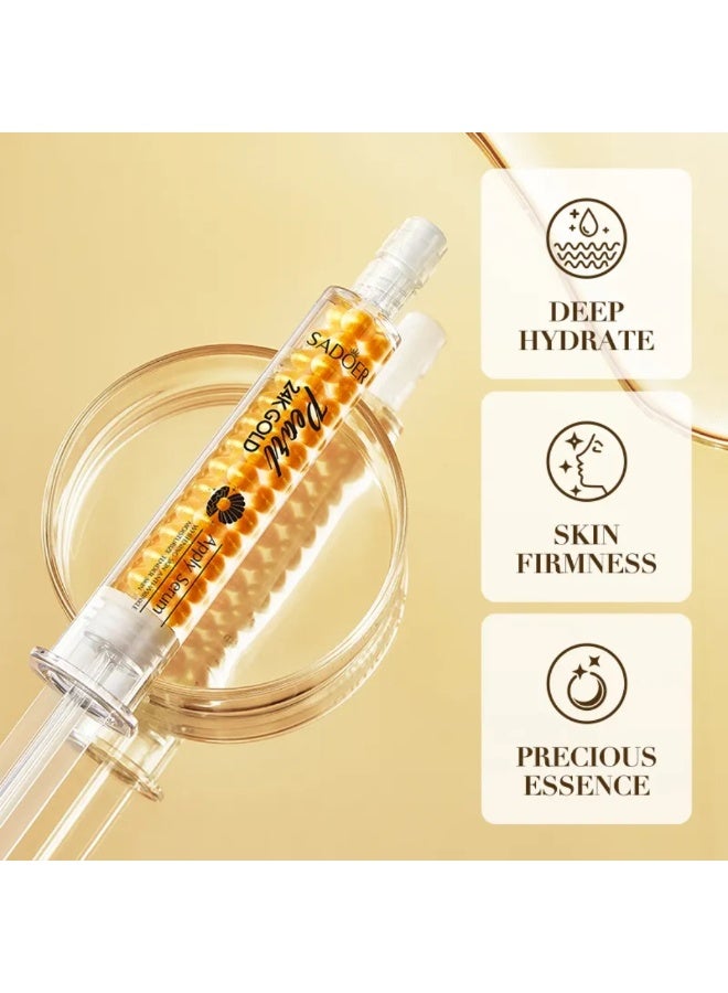 SADOER 2Pcs Pearl 24K Gold Serum Moisturizing Firming Whitening Pearl Collagen with 24K Gold Essence Soothing Dry Skin Hydrating Repairing Brightening 24K Gold Apply Facial Serum for Face 2x10G - Image 5