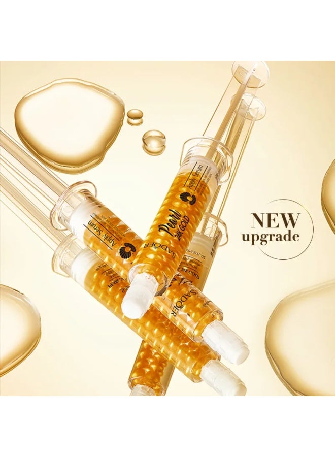 SADOER 2Pcs Pearl 24K Gold Serum Moisturizing Firming Whitening Pearl Collagen with 24K Gold Essence Soothing Dry Skin Hydrating Repairing Brightening 24K Gold Apply Facial Serum for Face 2x10G - Image 3