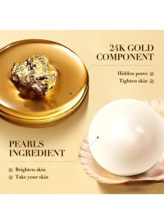 SADOER 2Pcs Pearl 24K Gold Serum Moisturizing Firming Whitening Pearl Collagen with 24K Gold Essence Soothing Dry Skin Hydrating Repairing Brightening 24K Gold Apply Facial Serum for Face 2x10G - Image 4