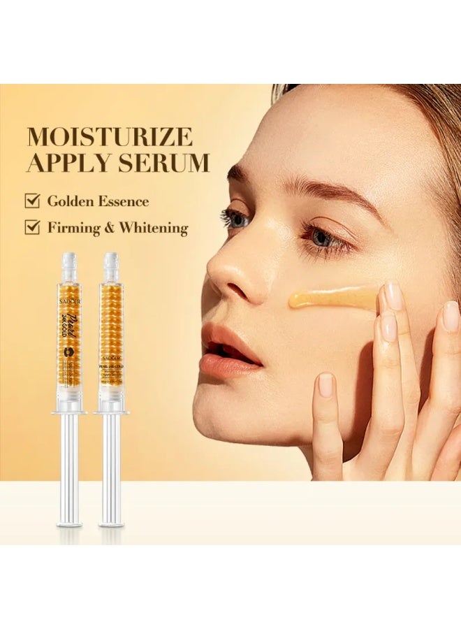 SADOER 2Pcs Pearl 24K Gold Serum Moisturizing Firming Whitening Pearl Collagen with 24K Gold Essence Soothing Dry Skin Hydrating Repairing Brightening 24K Gold Apply Facial Serum for Face 2x10G - Image 2