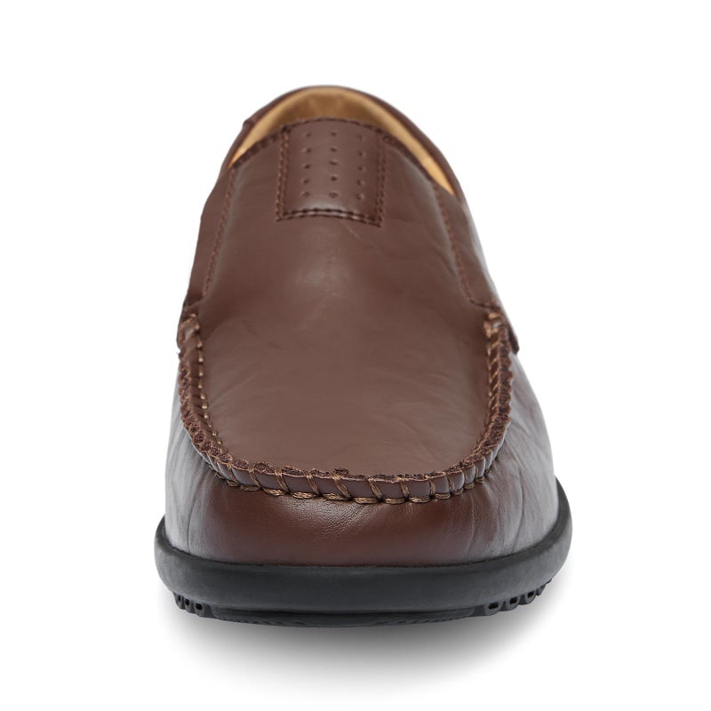 Go Tour Men's Premium Genuine Leather Casual Slip on Loafers Breathable Driving Shoes Fashion Slipper A Dark Brown 10.5/46 - Image 3